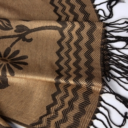 Blancho Bedding Pa-616-5 Khaki Base Peony Flowers Patterns Exquisitely Soft Woven Pashmina/Shawl/Scarf