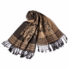 blancho bedding Pa-616-5 Khaki Base Peony Flowers Patterns Exquisitely Soft Woven Pashmina/Shawl/Scarf