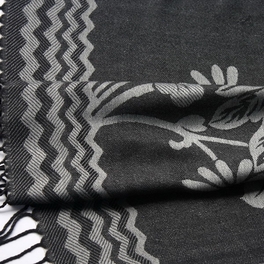Blancho Bedding Pa-616-8 Slate Gray Base Peony Flowers Patterns Exquisitely Soft Woven Pashmina/Shawl/Scarf