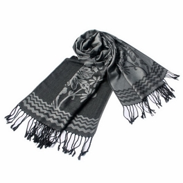 blancho bedding Pa-616-8 Slate Gray Base Peony Flowers Patterns Exquisitely Soft Woven Pashmina/Shawl/Scarf