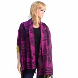 Blancho Bedding Pa-616-9 Fuchsia Base Peony Flowers Patterns Exquisitely Soft Woven Pashmina/Shawl/Scarf