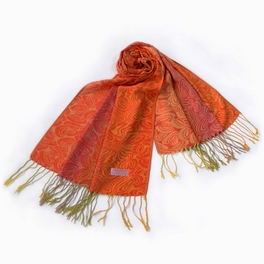 blancho bedding Pa-a54-1 Bright Orange Special Flowers Pattern Elegant Extra Soft Woven Pashmina/Shawl/Scarf