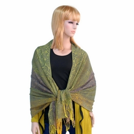 Blancho Bedding Pa-a54-2 Yellow-Green Special Flowers Pattern Elegant Extra Soft Woven Pashmina/Shawl/Scarf