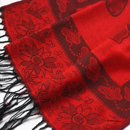 Blancho Bedding Pa-a66-1 Red Big Butterfly & Flower Elegant Exquisitely Soft Tassel Ends Pashmina/Shawl/Scarf