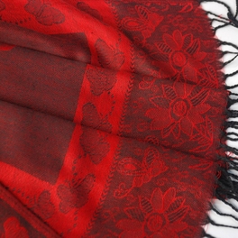 Blancho Bedding Pa-a66-1 Red Big Butterfly & Flower Elegant Exquisitely Soft Tassel Ends Pashmina/Shawl/Scarf