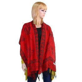 Blancho Bedding Pa-a66-1 Red Big Butterfly & Flower Elegant Exquisitely Soft Tassel Ends Pashmina/Shawl/Scarf