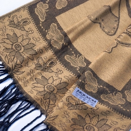 Blancho Bedding Pa-a66-2 Khaki Big Butterfly & Flower Elegant Exquisitely Soft Tassel Ends Pashmina/Shawl/Scarf