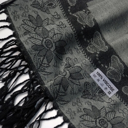 Blancho Bedding Pa-a66-3 Dim-Grey Big Butterfly & Flower Elegant Exquisitely Soft Tassel Ends Pashmina/Shawl/Scarf