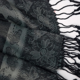 Blancho Bedding Pa-a66-3 Dim-Grey Big Butterfly & Flower Elegant Exquisitely Soft Tassel Ends Pashmina/Shawl/Scarf