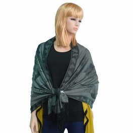 Blancho Bedding Pa-a66-3 Dim-Grey Big Butterfly & Flower Elegant Exquisitely Soft Tassel Ends Pashmina/Shawl/Scarf