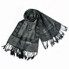 blancho bedding Pa-a66-3 Dim-Grey Big Butterfly & Flower Elegant exquisitely Soft Tassel Ends Pashmina/Shawl/Scarf