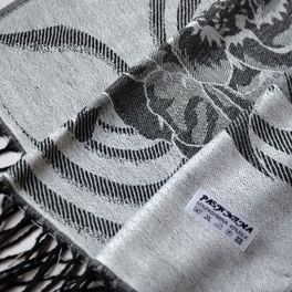 Blancho Bedding Pa-a80-3 Lt-Grey Huge Rose Flora Elegant Noble Exquisitely Soft Tassel Ends Pashmina/Shawl/Scarf