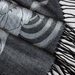 Blancho Bedding Pa-a80-3 Lt-Grey Huge Rose Flora Elegant Noble Exquisitely Soft Tassel Ends Pashmina/Shawl/Scarf
