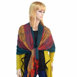 Blancho Bedding Pa-a82-1 Multi-Colors Rose & Paisley National Style Exquisite Soft Tassel Ends Pashmina/Shawl/Scarf