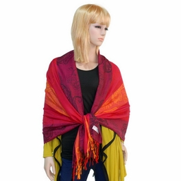 Blancho Bedding Pa-a82-3 Multi-Colors Rose & Paisley National Style Exquisite Soft Tassel Ends Pashmina/Shawl/Scarf