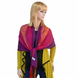 Blancho Bedding Pa-a82-5 Multi-Colors Rose & Paisley National Style Exquisite Soft Tassel Ends Pashmina/Shawl/Scarf