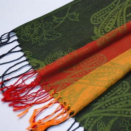 Blancho Bedding Pa-a82-6 Multi-Colors Rose & Paisley National Style Exquisite Soft Tassel Ends Pashmina/Shawl/Scarf
