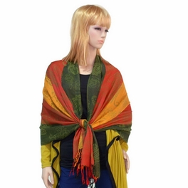 Blancho Bedding Pa-a82-6 Multi-Colors Rose & Paisley National Style Exquisite Soft Tassel Ends Pashmina/Shawl/Scarf