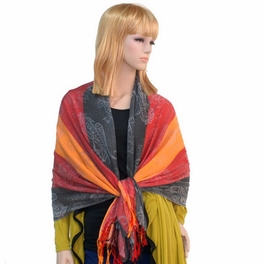 Blancho Bedding Pa-a82-7 Multi-Colors Rose & Paisley National Style Exquisite Soft Tassel Ends Pashmina/Shawl/Scarf