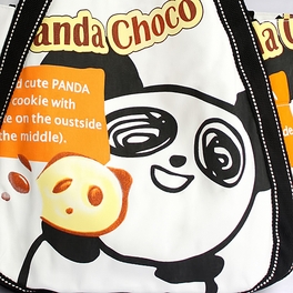 Blancho Bedding [Panda Choco] 100% Cotton Eco Canvas Shoulder Tote Bag / Shopper Bag / Multiple Pockets