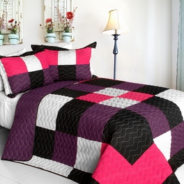 blancho bedding [Partner] 3PC Vermicelli - Quilted Patchwork Quilt Set (Full/Queen Size)