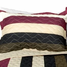 Blancho Bedding [Past Faded] 3PC Vermicelli-Quilted Patchwork Quilt Set (Full/Queen Size)