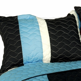 Blancho Bedding [Peace Of Mind] 3PC Vermicelli-Quilted Patchwork Quilt Set (Full/Queen Size)