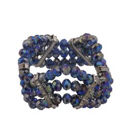 blancho bedding Peacock Faceted Crystals Diamond Studded Silver Rings Triple Bracelet Stretchable Stylish