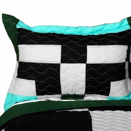 Blancho Bedding [Pearl Turquoise] 3PC Vermicelli - Quilted Patchwork Quilt Set (Full/Queen Size)