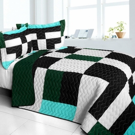 blancho bedding [Pearl Turquoise] 3PC Vermicelli - Quilted Patchwork Quilt Set (Full/Queen Size)