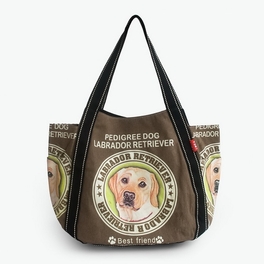 blancho bedding [Pedigree Dog] 100% Cotton Eco Canvas Shoulder Tote Bag / Shopper Bag / Multiple Pockets