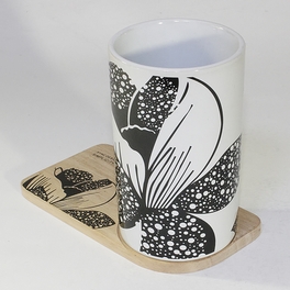 Blancho Bedding [Peony] Graphic Mug / Wood Coaster - No Handle (4.4 Inch Height)