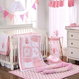 blancho bedding Pink Bear Hearts Crib Bedding Accessory - Bumper