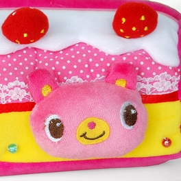 Blancho Bedding [Pink Cake] Embroidered Applique Pencil Pouch Bag / Pencil Holder / Carrying Case (3.5*2.5*2.5)