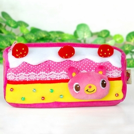 blancho bedding [Pink Cake] Embroidered Applique Pencil Pouch Bag / Pencil Holder / Carrying Case (3.5*2.5*2.5)