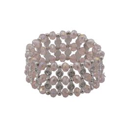 blancho bedding Pink Faceted Crystals Diamond Silver Bracelet Stretchable Stylish