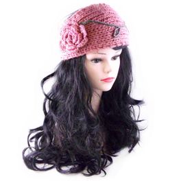 blancho bedding [Pink Floral] Women Winter/Autumn Decorative Woolen Headwear/Headband