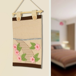 Blancho Bedding [Pink Flowers] Ivory/Wall Hanging/Wall Organizers/Wall Pocket/Wall Pocket (11*14)