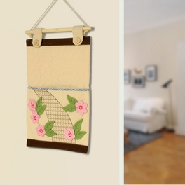 Blancho Bedding [Pink Flowers] Ivory/Wall Hanging/Wall Organizers/Wall Pocket/Wall Pocket (11*14)