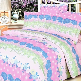 blancho bedding [Pink Kaleidoscope] 100% Cotton 4PC Duvet Cover Set (King Size)