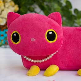 Blancho Bedding [Pink Kitty] Large Plush Gadget Pencil Pouch Bag / Cosmetic Bag / Carrying Case (7.9*3.1*1.5)