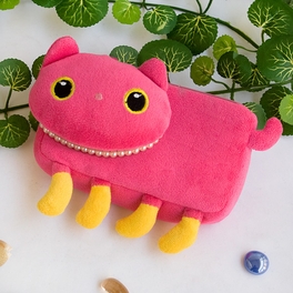 Blancho Bedding [Pink Kitty] Medium Plush Gadget Cosmetic Bag / Camera Bag / Hand Purse Wallet (6.1*3.5*1.5)