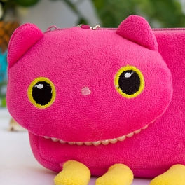 Blancho Bedding [Pink Kitty] Medium Plush Gadget Cosmetic Bag / Camera Bag / Hand Purse Wallet (6.1*3.5*1.5)