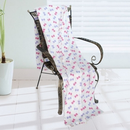 blancho bedding [Pink & Purple Bowknot] Soft Coral Fleece Throw Blanket (59 by 74.8 inches)