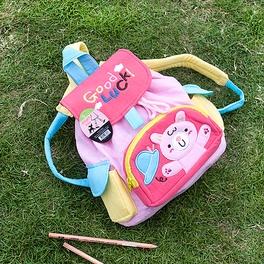Blancho Bedding [Pink Rabbit] Embroidered Applique Kids Fabric Art School Backpack / Outdoor Backpack (8.7*10.2*4.3)