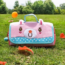 blancho bedding [Pink Rabbit] Embroidered Applique Pencil Pouch Bag / Cosmetic Bag / Carrying Case (7.9*4.3*1.4)