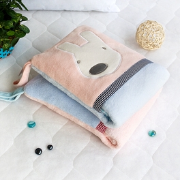 Blancho Bedding [Pink Rabbit] Fleece Throw Blanket Pillow Cushion / Travel Pillow Blanket (28.3 By 35.1 Inches)