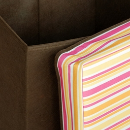 Blancho Bedding [Pink & Yellow Stripes] Square Foldable Storage Ottoman / Storage Boxes / Storage Seat