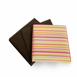 Blancho Bedding [Pink & Yellow Stripes] Square Foldable Storage Ottoman / Storage Boxes / Storage Seat