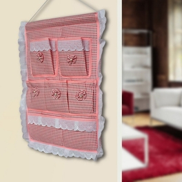 Blancho Bedding [Plaid & Allover] Pink/Wall Hanging/ Wall Baskets / Hanging Baskets/Wall Organizers (15*19)